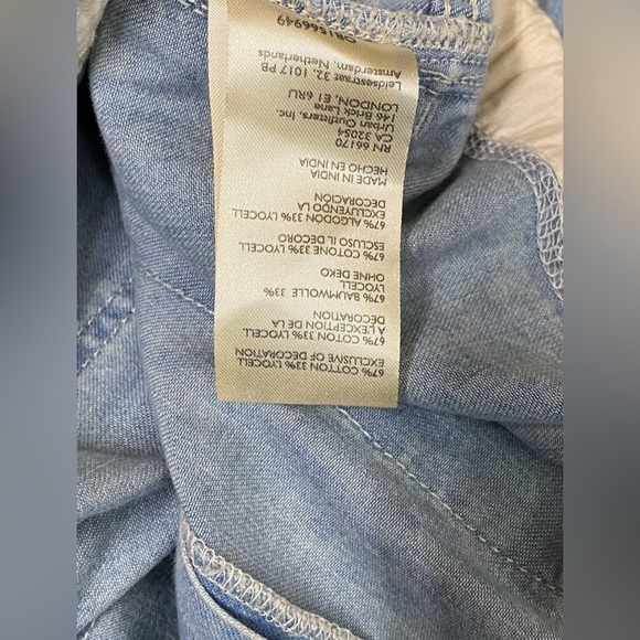 FREE PEOPLEπ Sz L Jeans South Bay Utility Cargo Blue Tie Cinch Waist, NWOT - Picture 7 of 8